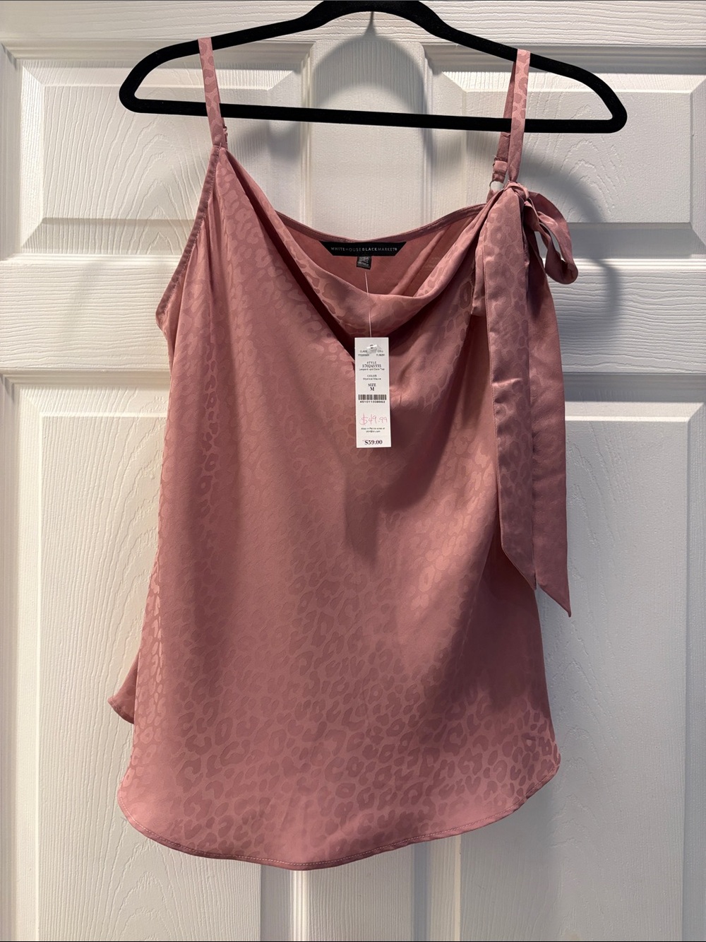 WHBM Dusty Rose Satin Cowl Tie-Shoulder Cami